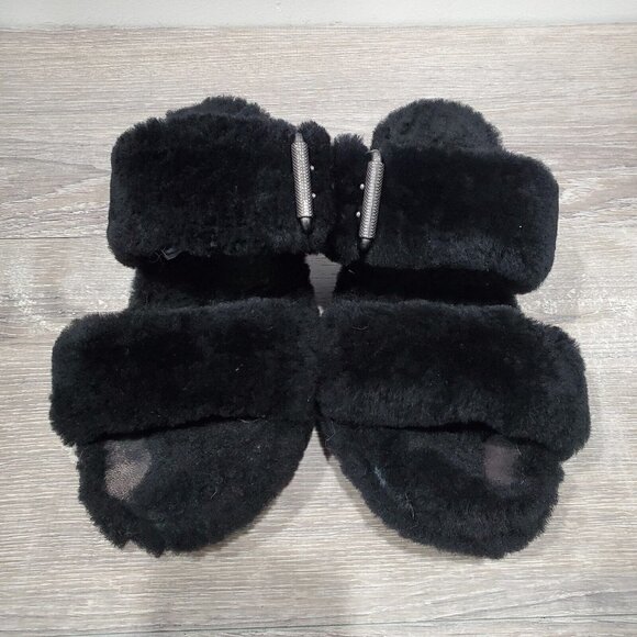 UGG Australia Fuzzy Yeah Slide Slippers Soft Sheepskin Shearling Slip Ons Size 8 - Picture 3 of 13